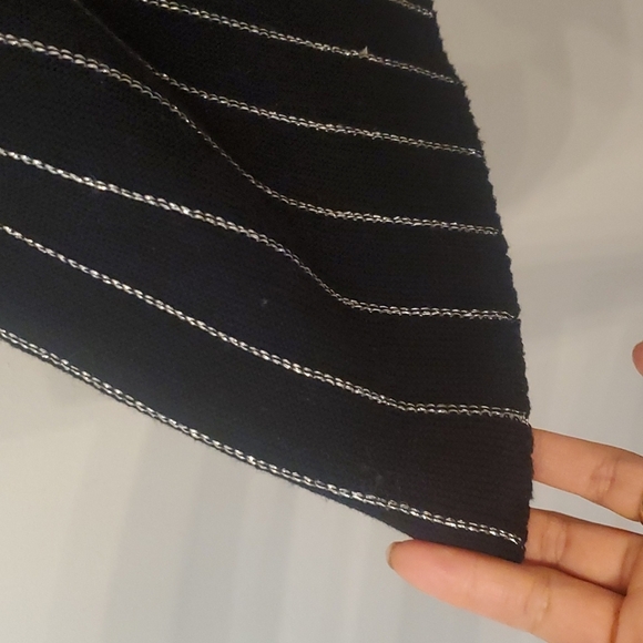 Opening Ceremony Black Silver Striped Long Sleeve Pull Over Wool Top L - Picture 6 of 10